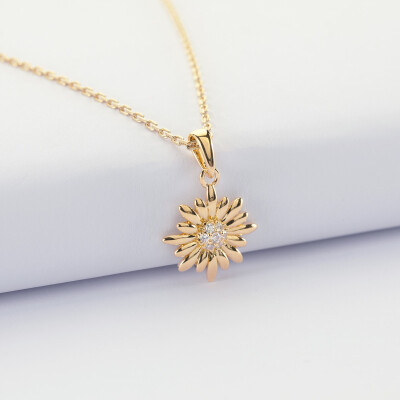 Pendentif breloque plaqué or tournesol scintillant 13 mm