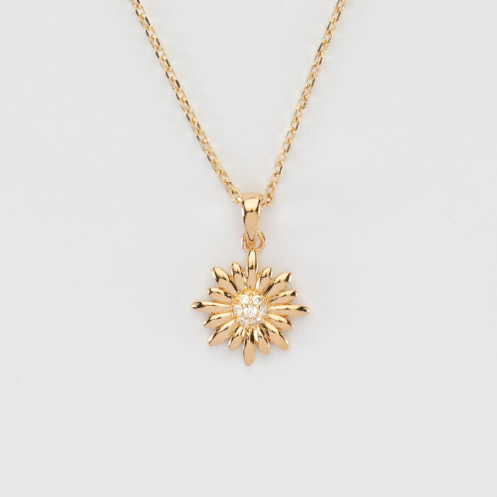 Pendentif breloque plaqué or tournesol scintillant 13 mm