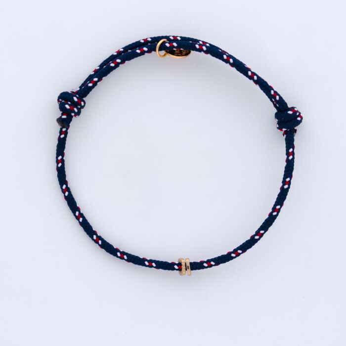 Bracelet homme personnalisé cordage marin collection Chapitre plaqué or - à composer - 2 charms dentelle et lisse
