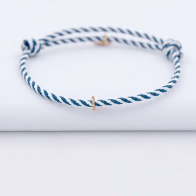 Bracelet homme personnalisé cordon marin tressé collection Chapitre plaqué or - à composer - 1 charm lisse