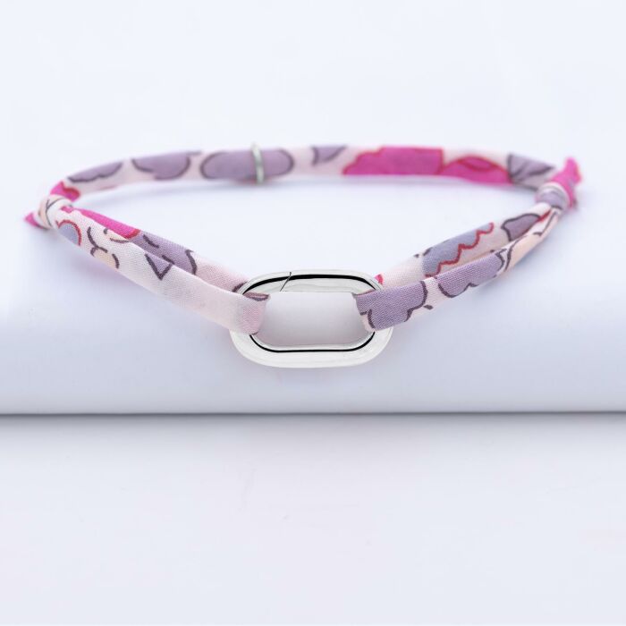Bracelet personnalisé cordon Liberty collection Chapitre mousqueton 11x19 mm argent - à composer - mousqueton seul