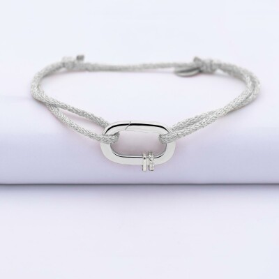Personalised Silver Glitter Cord Chapter Collection Clasp Bracelet 11x19 mm- Create your own