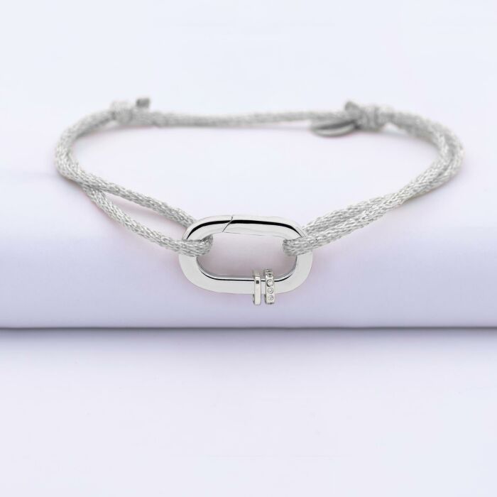 Personalised Silver Glitter Cord Chapter Collection Clasp Bracelet 11x19 mm- Create your own