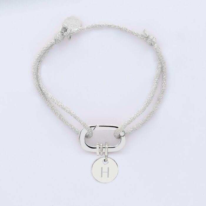 Personalised Silver Glitter Cord Chapter Collection Clasp Bracelet 11x19 mm- Create your own