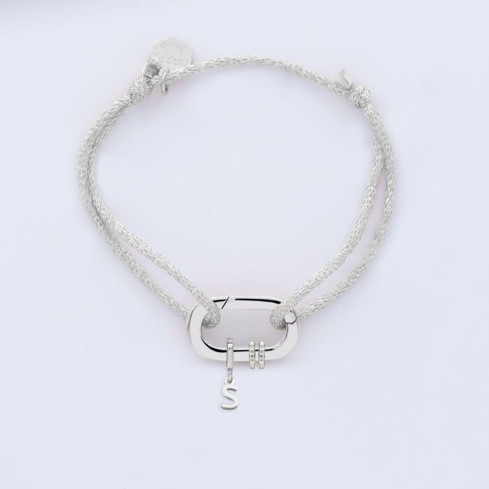 Personalised Silver Glitter Cord Chapter Collection Clasp Bracelet 11x19 mm- Create your own