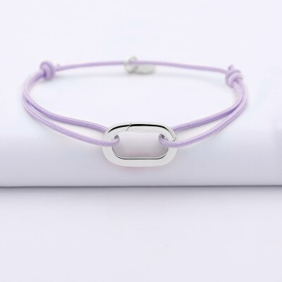 Bracelet personnalisé cordon collection Chapitre mousqueton 11x19 mm argent - à composer - seul