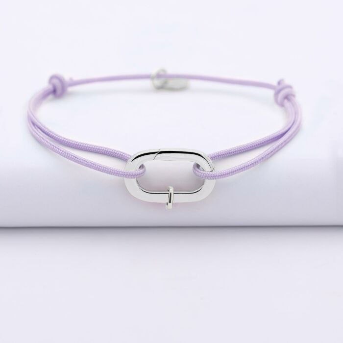 Bracelet personnalisé cordon collection Chapitre mousqueton 11x19 mm argent - à composer - 1 charm lisse
