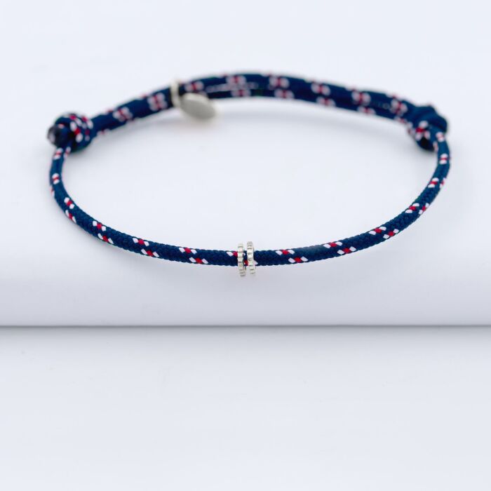 Bracelet homme personnalisé cordage marin collection Chapitre argent - à composer - 2 chams dentelles