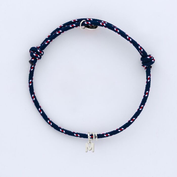 Bracelet homme personnalisé cordage marin collection Chapitre argent - à composer - 3 charms