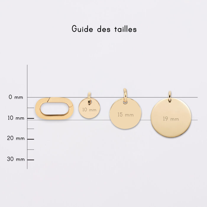 Pendentif personnalisé collection Chapitre mousqueton 11x19 mm plaqué or - à composer - médailles