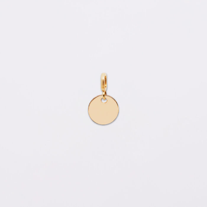 Mini-charm anneau collection Chapitre médaille gravée plaqué or 10 mm