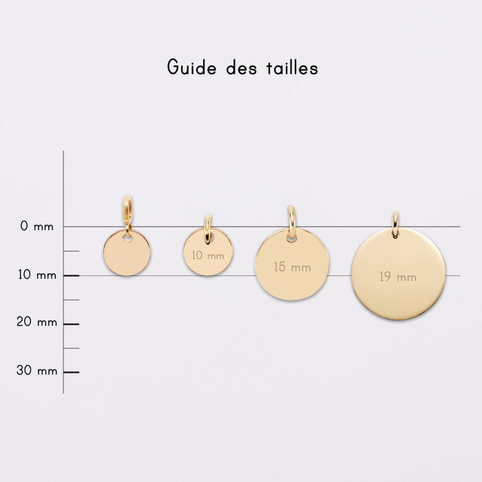 Mini-charm anneau collection Chapitre médaille gravée plaqué or 10 mm - médailles