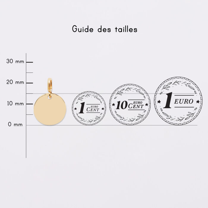 Mini-charm anneau collection Chapitre médaille gravée plaqué or 15 mm - pièces