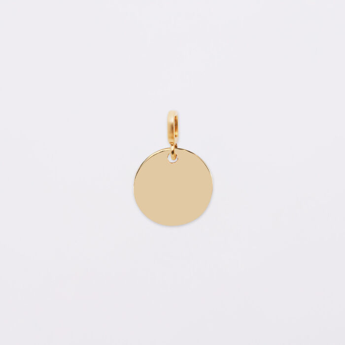 Mini-charm anneau collection Chapitre médaille gravée plaqué or 15 mm