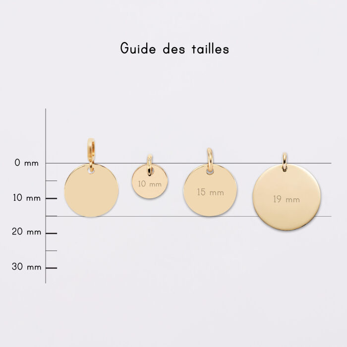 Mini-charm anneau collection Chapitre médaille gravée plaqué or 15 mm - médailles