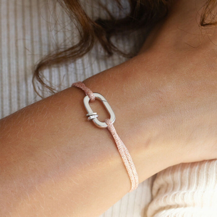 Personalised Silver Glitter Cord Chapter Collection Clasp Bracelet 11x19 mm- Create your own