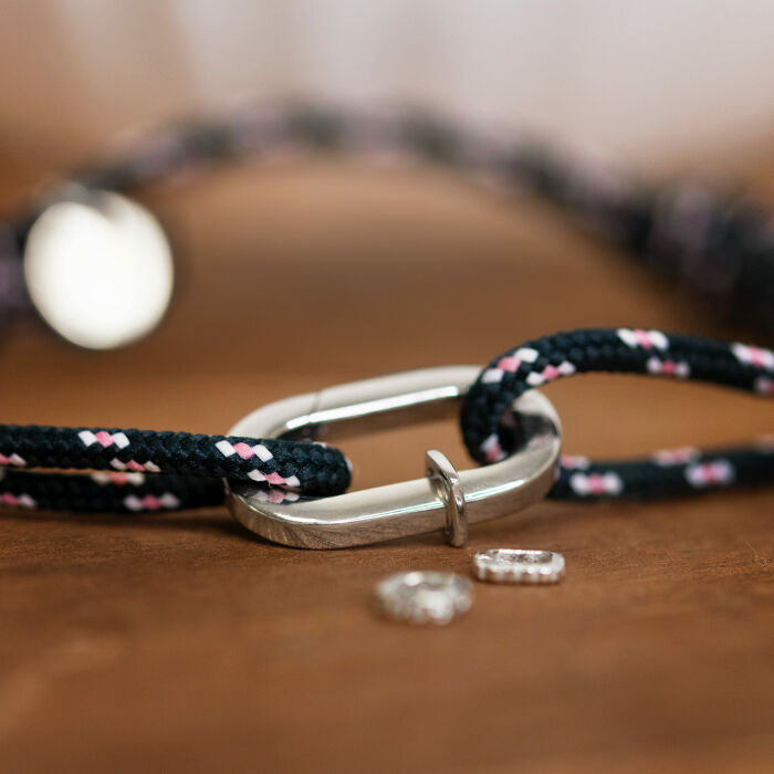 Bracelet homme personnalisé cordage marin collection Chapitre mousqueton 11x19 mm argent - à composer - ambiance