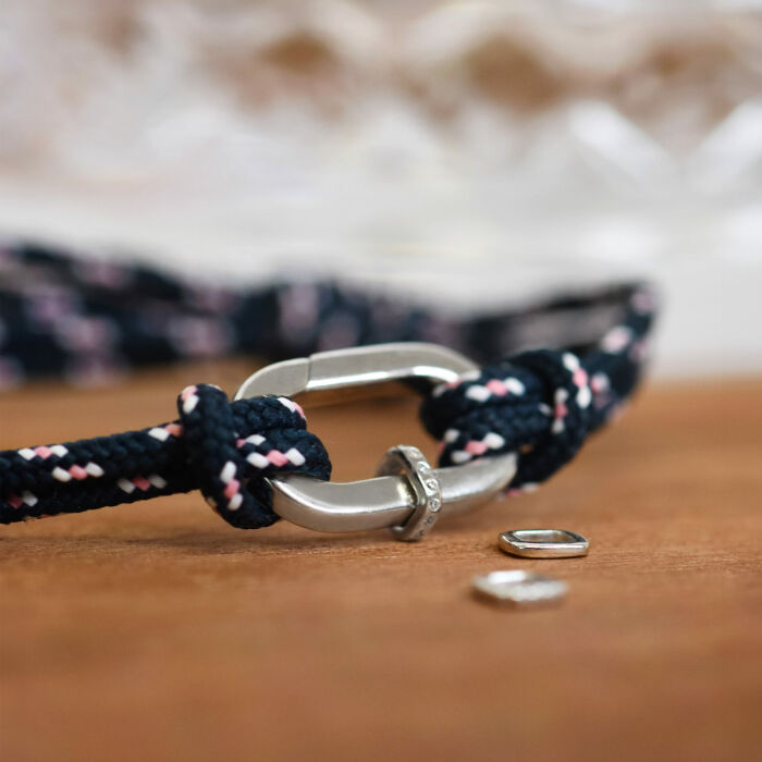Men's Personalised Chapter Collection Double Nautical Cord Silver Clasp Bracelet 11x19 mm- Create your own