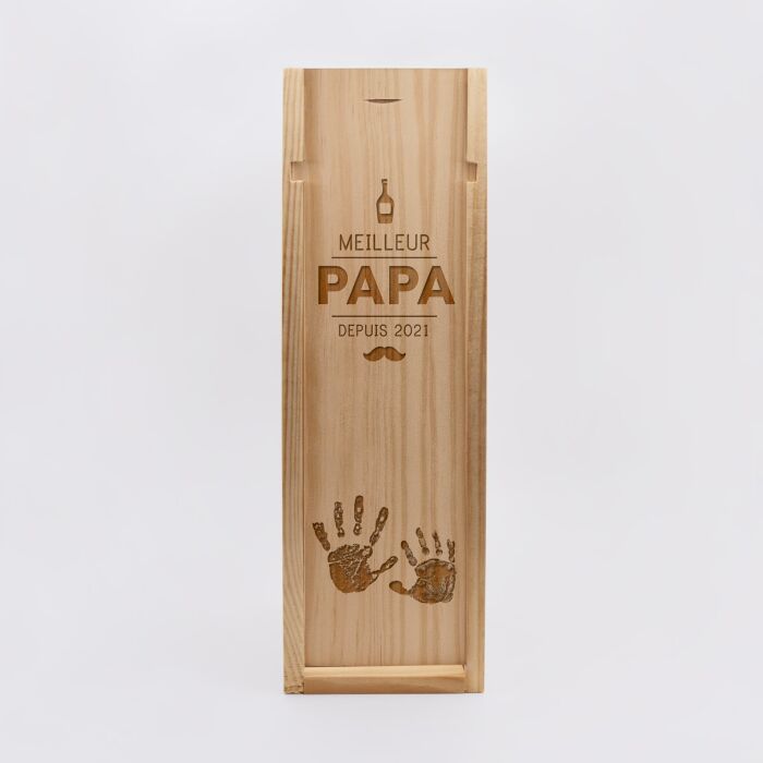 Cassetta per bottiglia di vino legno coperchio acrilico inciso - Edizione speciale "Papà migliore da"