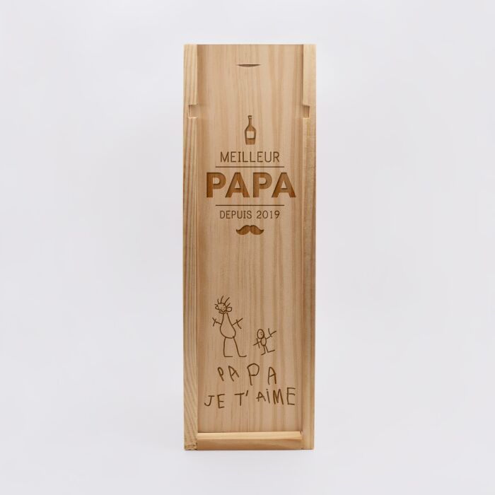Cassetta per bottiglia di vino legno coperchio acrilico inciso - Edizione speciale "Papà migliore da"