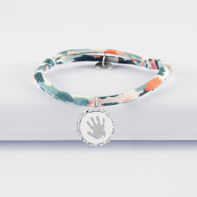 Bracelet enfant Liberty personnalisé médaille vintage dentelée gravée argent 17 mm - empreinte