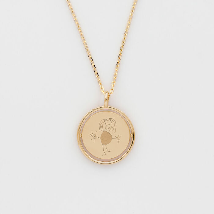 Pendentif personnalisé médaille réversible Eternelle gravée plaqué or 18 mm - dessin