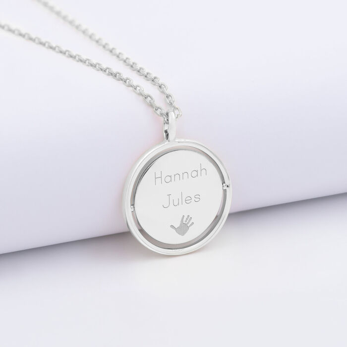 Pendentif personnalisé médaille réversible Eternelle gravée argent 18 mm - texte pictogramme