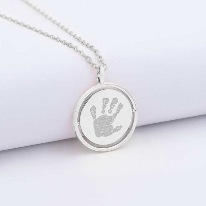 Pendentif personnalisé médaille réversible Eternelle gravée argent 18 mm - empreinte