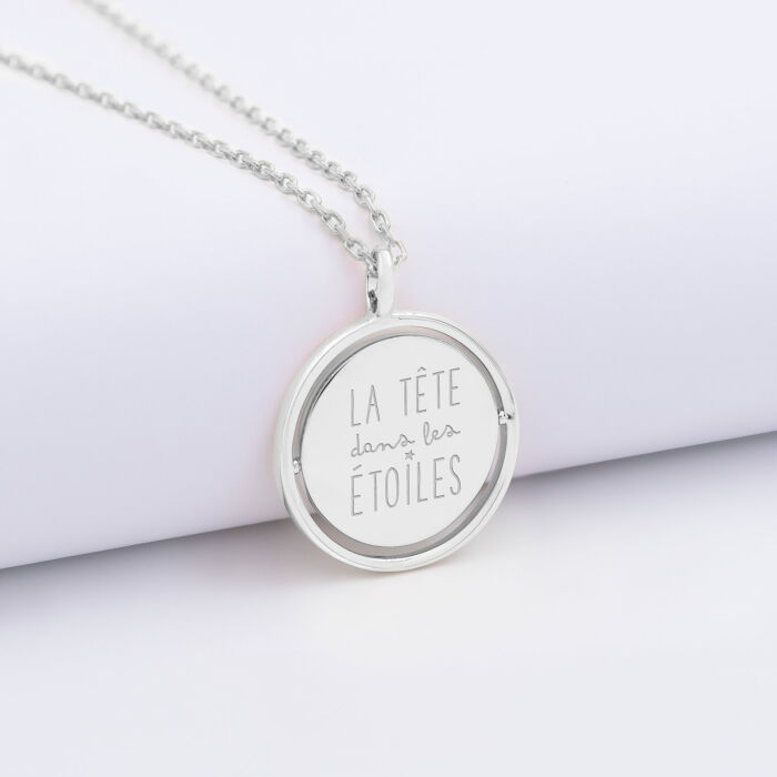Pendentif enfant personnalisé médaille réversible Eternelle gravée argent 18 mm - illustration