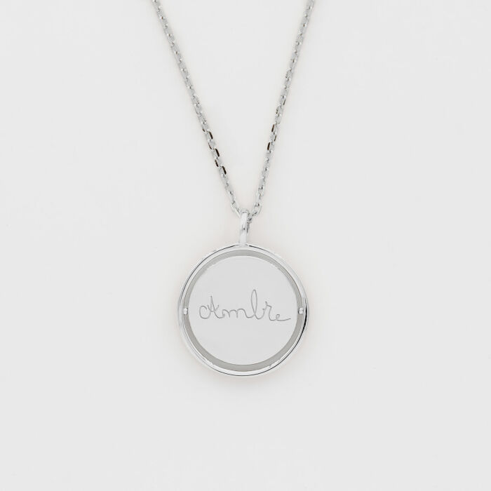 Pendentif enfant personnalisé médaille réversible Eternelle gravée argent 18 mm - ecrit