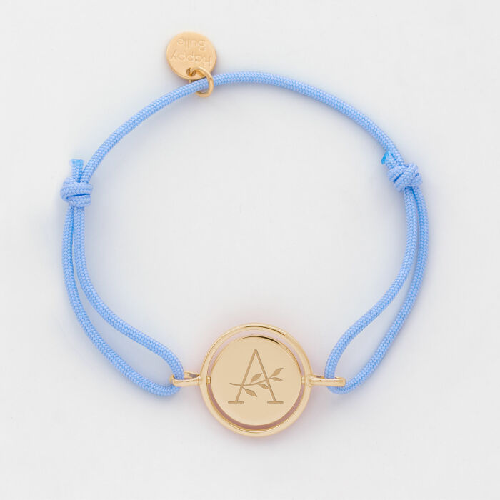 Bracelet enfant personnalisé cordon médaille réversible Eternelle gravée plaqué or 2 trous 16 mm - illustration
