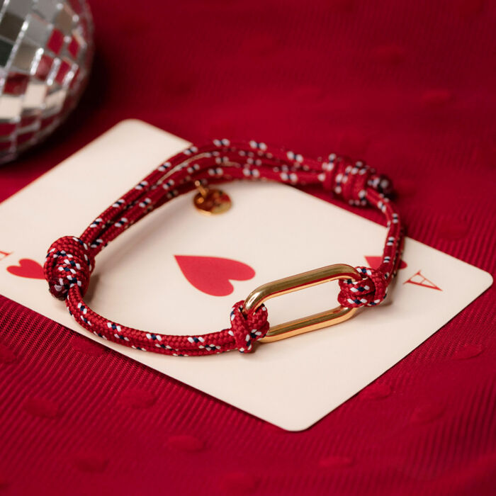 Bracelet homme cordage marin double maillon plaqué or 25x12 mm - ambiance