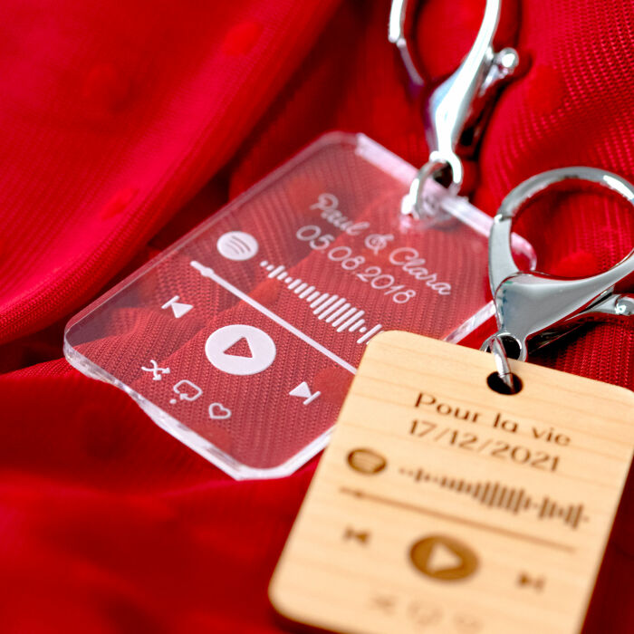 Spotify Engraved Personalised Acrylic Rectangle Keyring