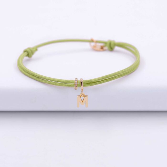 Bracelet cordon double personnalisé collection Chapitre plaqué or - à composer