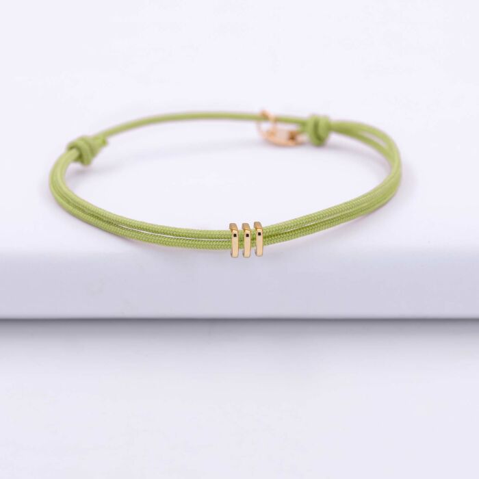 Bracelet cordon double personnalisé collection Chapitre plaqué or - à composer