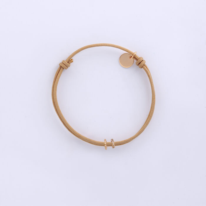 Bracelet enfant cordon double personnalisé collection Chapitre plaqué or - à composer