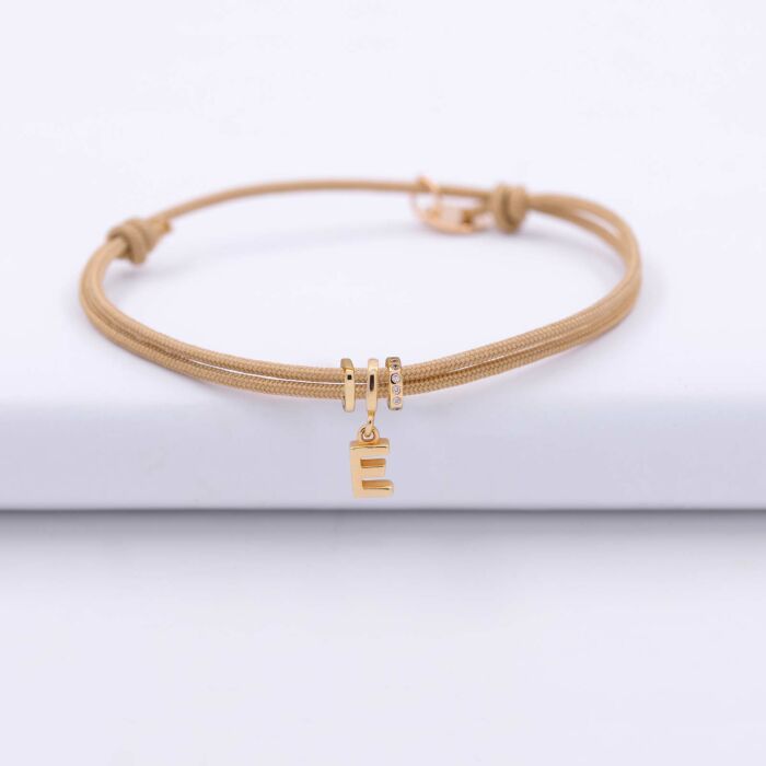 Bracelet enfant cordon double personnalisé collection Chapitre plaqué or - à composer