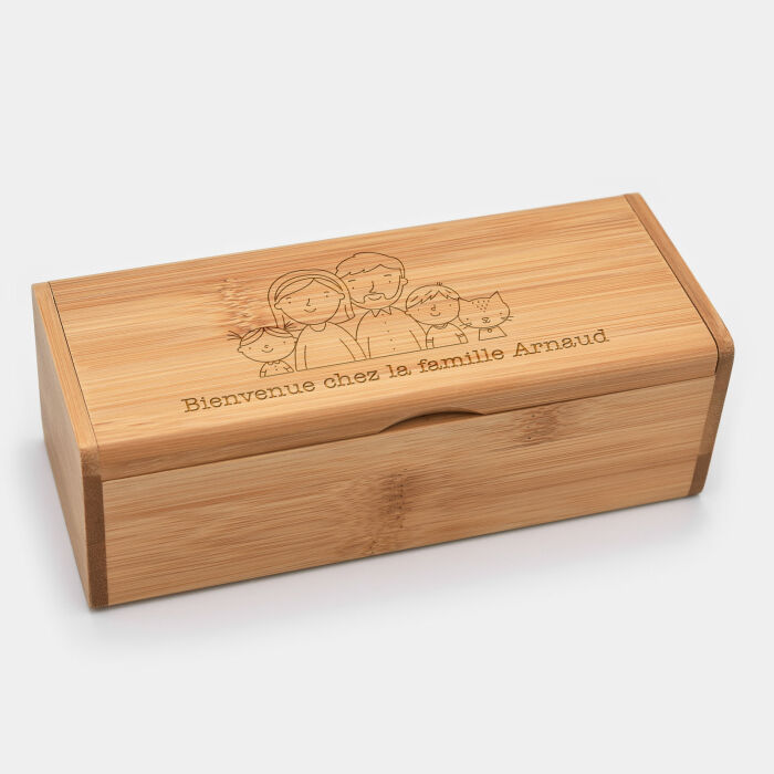 Boîte à lunettes personnalisée bois gravé - édition spéciale "Famille"