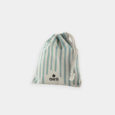 Pochon rayures bleu coton bio 12x15cm - Avril