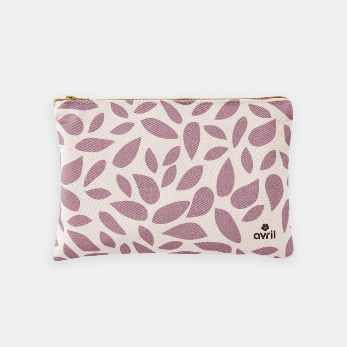 Trousse pétales rose coton bio petit format 24x16cm - Avril