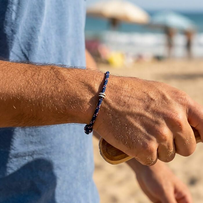 Men's Personalised Nautical Cord Chapter Collection Silver Bracelet- Create your own