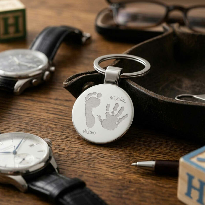 Llavero personalizado grabado acero redondo 37 mm