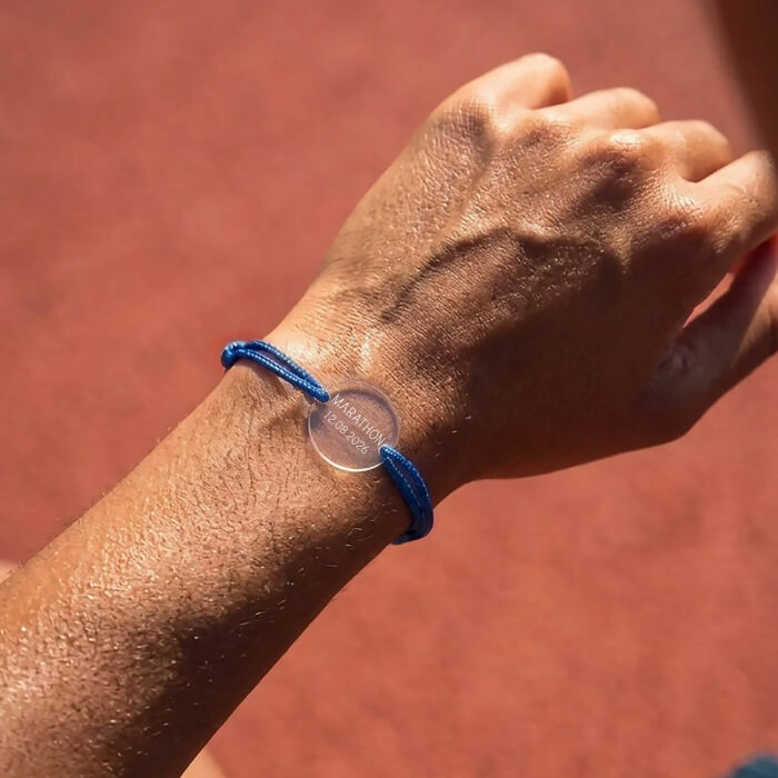 Personalised Engraved Round Acrylic 2-Hole Charm Bracelet 21 mm