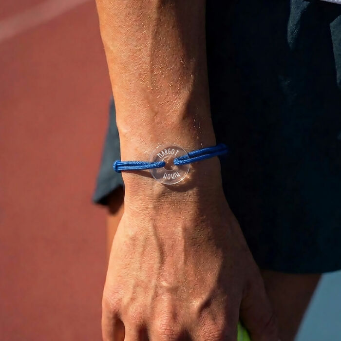 Bracciale personalizzato medaglietta incisa acrilico disco aperto 21 mm