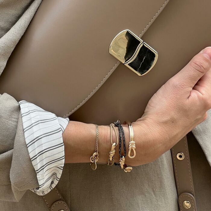 Brazalete cordón con purpurina "Vínculo" baño oro - HappyBulle x Lilylovesfashion