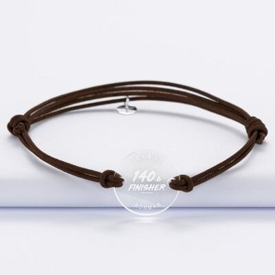 Bracelet homme personnalisé médaille gravée acrylique ronde 21 mm - Edition spéciale "Finisher running et triathlon" - 140