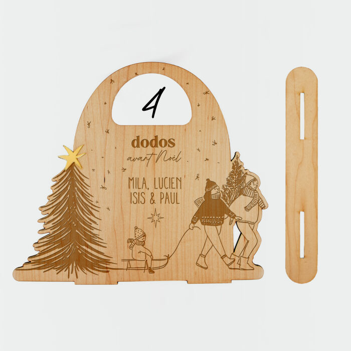 Calendrier de l'avent personnalisé bois gravé - HappyBulle x MyLovelyThing - socle