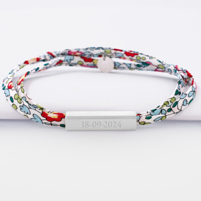 Bracelet Liberty personnalisé médaille gravée acier cube rectangulaire 25x5x5 mm