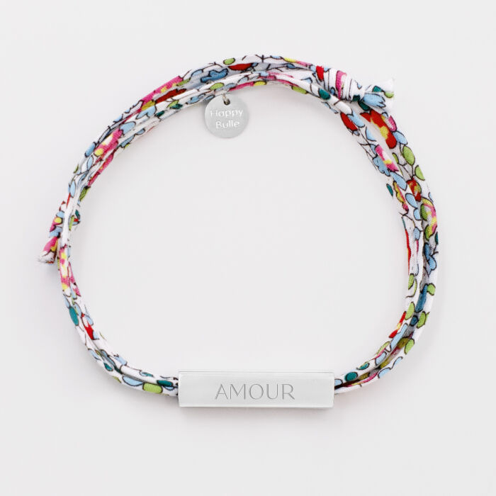 Bracelet Liberty personnalisé médaille gravée acier cube rectangulaire 25x5x5 mm