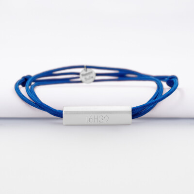 Bracelet 3 tours personnalisé médaille gravée acier cube rectangulaire 25x5x5 mm